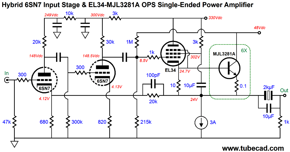 El34 Single Ended Amplifier Schematic